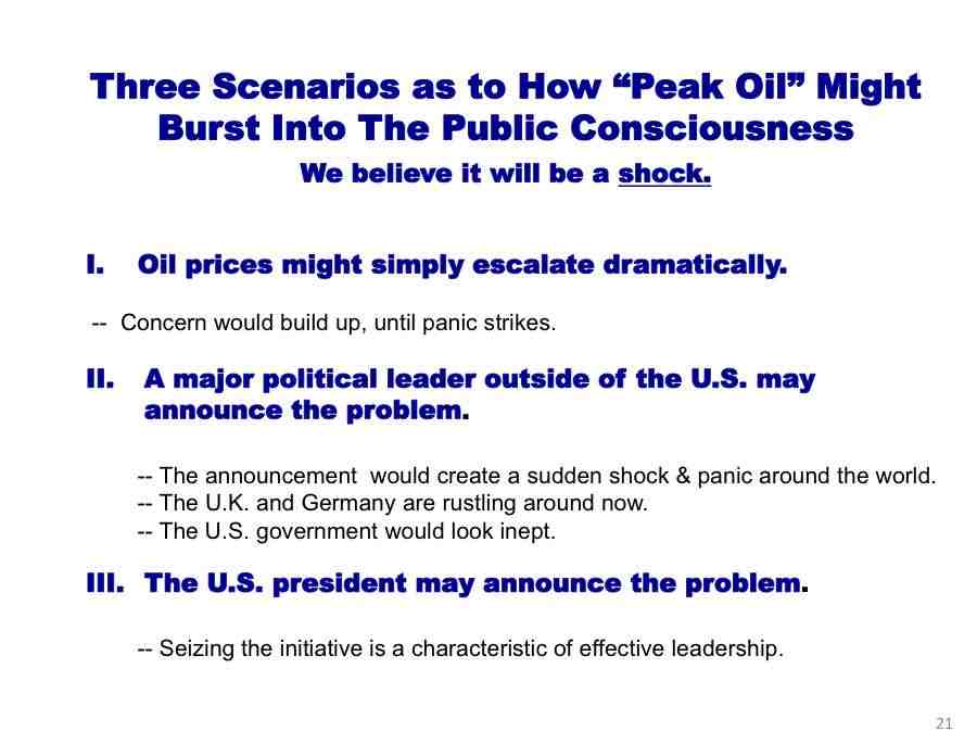 how peak oil will burst into consciousness